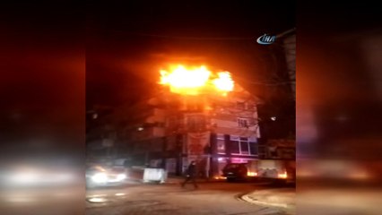 5 katlı bina alev alev yandı