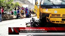 Falleció motociclista en colisión con camión de bomberos