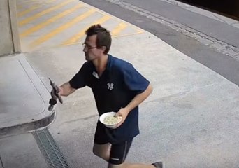 Man Steals Motorbike While Carrying Bowl of Noodles
