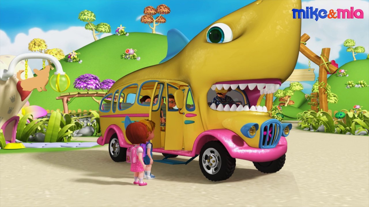 Baby Shark Bus Song | Wheels on the Shark Bus | Baby Shark Nursery Rhymes and Songs | Mike and Mia