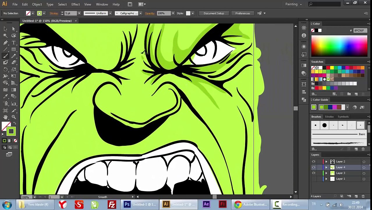 Marvel Hulk Adobe Illustrator Drawing