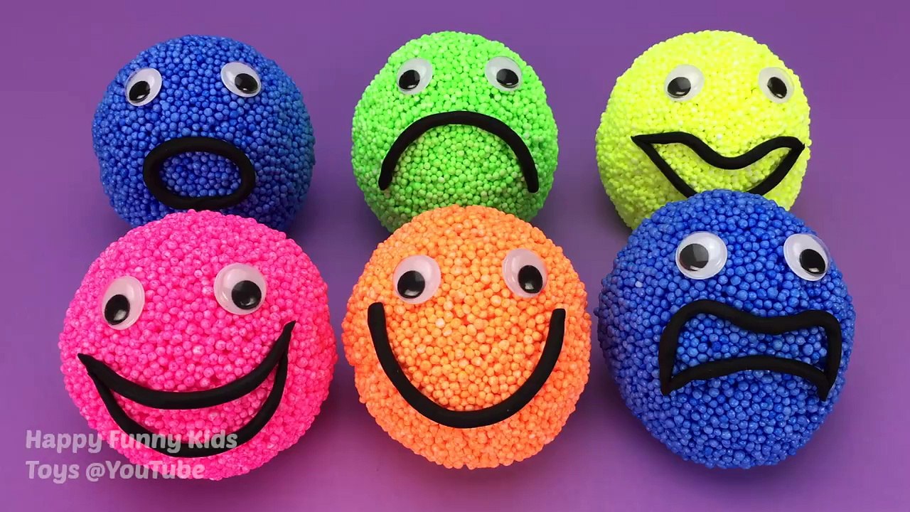 Learn Colors with Play Foam Happy Smiley Face Surprise Egg Super Squishy Care Bear Disney Pixar Cars