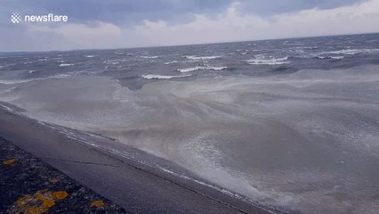 The sea was so cold in Cumbria's Morecambe Bay it froze