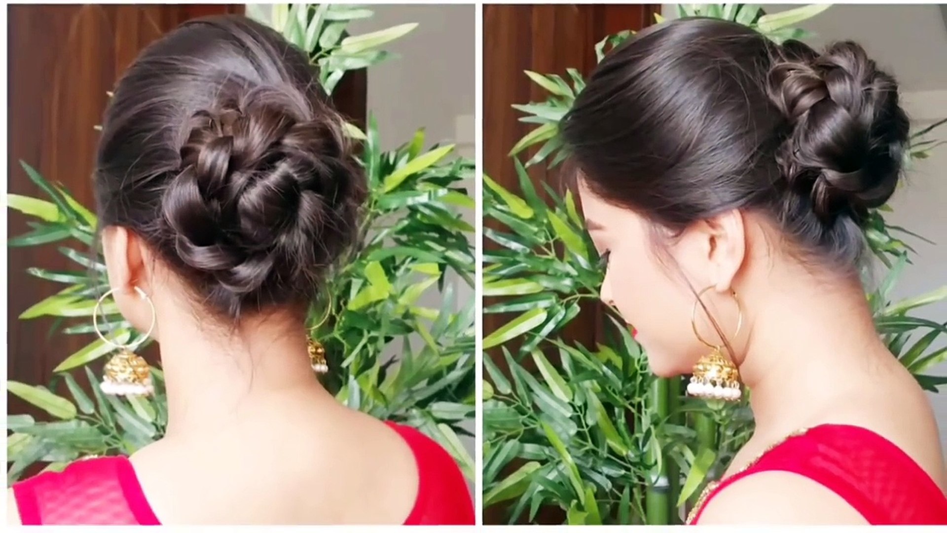 2 Quick Easy Indian Bun Hairstyles For Saree Anarkali Lehnga Party Hairstyles For Medium Long Hair