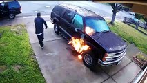 Police Searching for Arsonist Who Set SUV on Fire in Broad Daylight