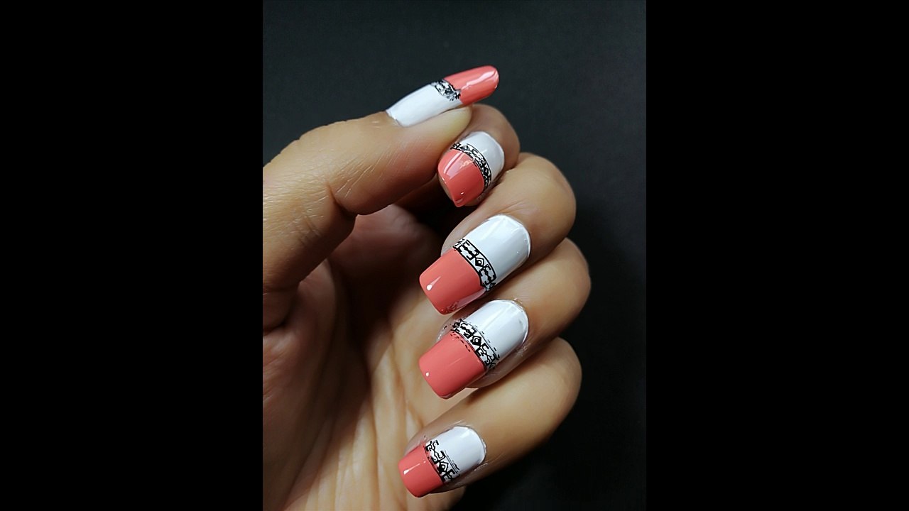 {HINDI} Orange Tip Nail Art Tutorial