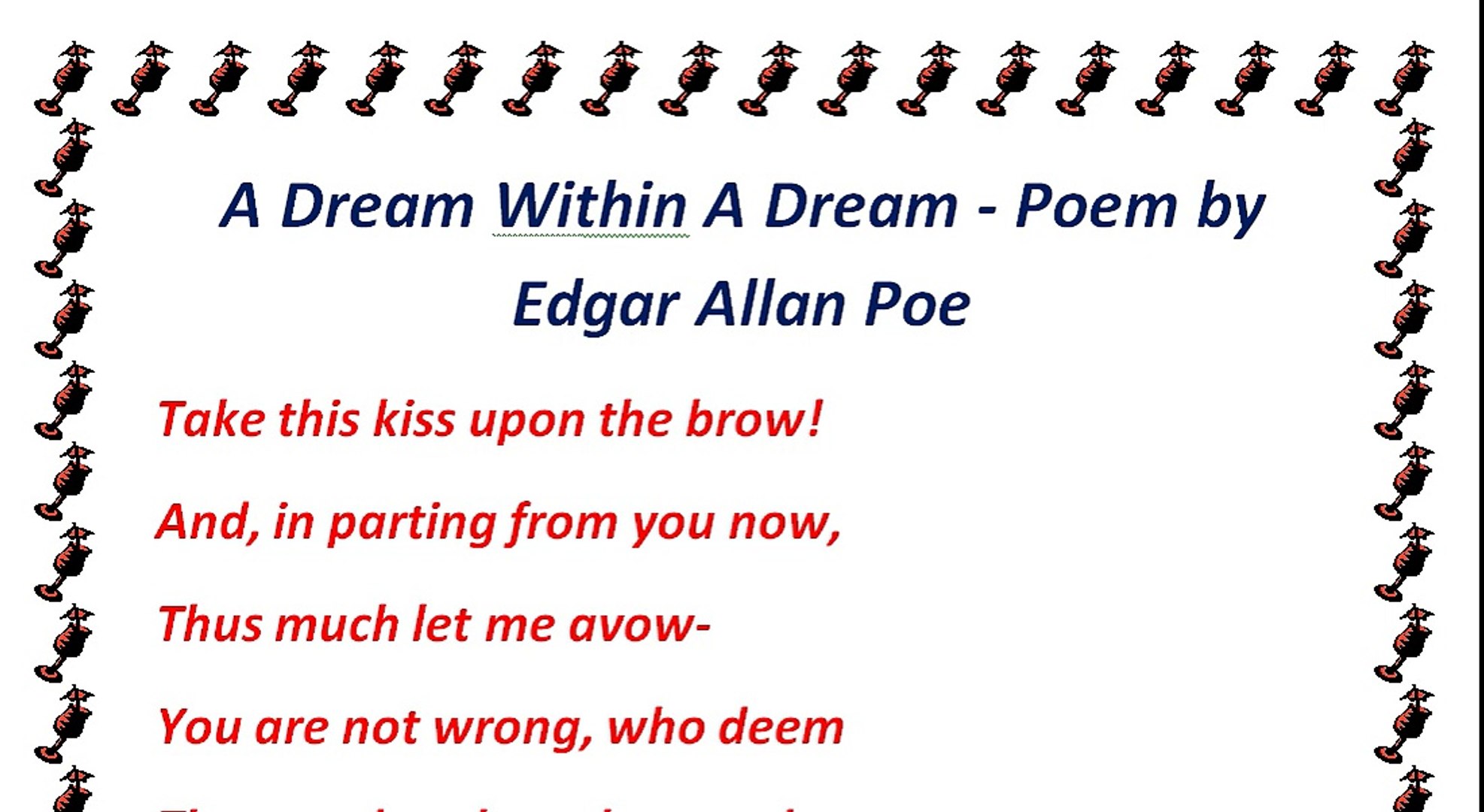 A Dream Within A Dream Poem By Edgar Allan Poe Video Dailymotion