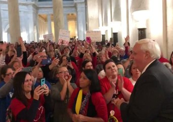 Teachers Chant 'Sign It' as W. Va's Governor Greets Them After Deal Struck
