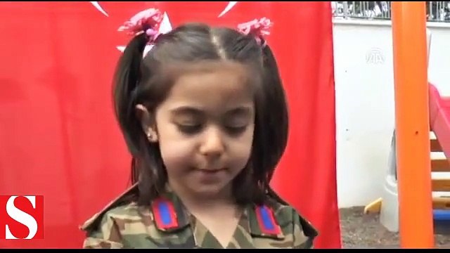 Zeytin Dalı Harekatı�nda görev yapan babasına seslenirken gözyaşlarına boğuldu