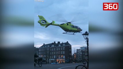 Momenti i çmendur kur piloti ul helikopterin në mes të rrugës së qytetit (360video)