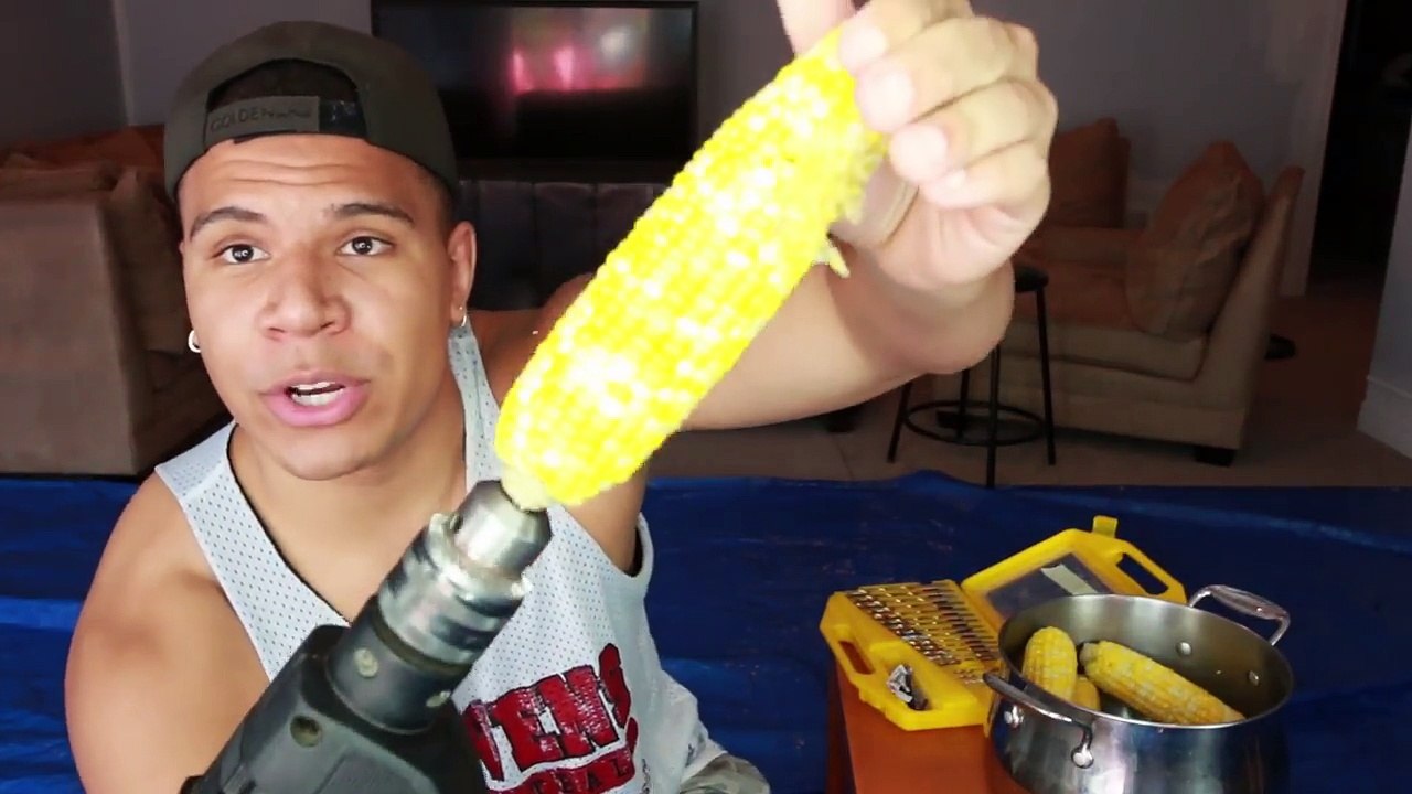 DANGEROUS CORN ON A DRILL CHALLENGE!!
