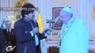 Pope Francis met with Evo Morales, who greeted him with thought-provoking gifts