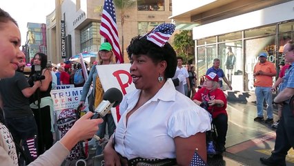 Black Female Trump Supporter vs. Liberal German reporter HOLLYWOOD CA