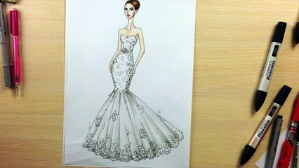HOW TO DRAW A WEDDING DRESS #1 | Fashion Drawing