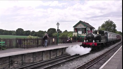 Download Video: Steam Engine Letting off Steam and Departing the Heritage Railway Train Station