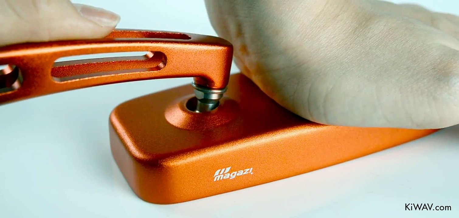 Motorcycle Mirrors Classic Orange MX Adjustable Sportsbike with Glossy Black Mirror Base | KiWAV