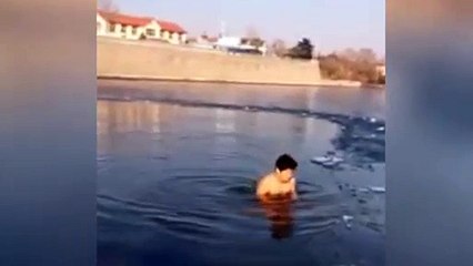 Salvado tras bucear en lago helado y no encontrar la salida