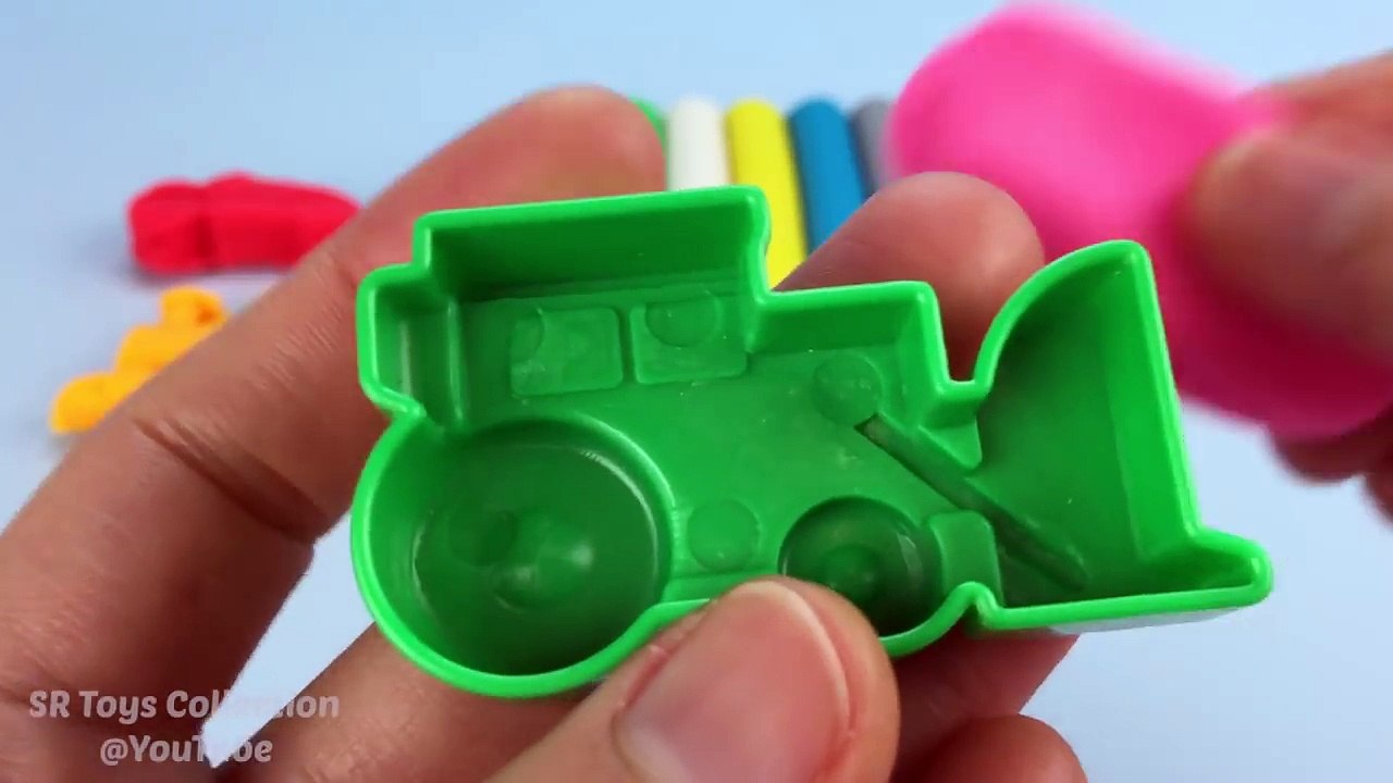 Play and Learn Colours with Play Doh Modelling Clay with Car Airplane Motorcycle Train Tror Molds