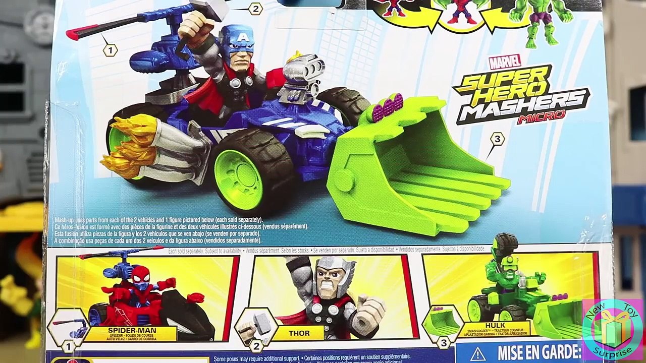 Marvel Super Hero Mashers Micro Captain America Racer Mashable Vehicle Vs. Loki & Thor!