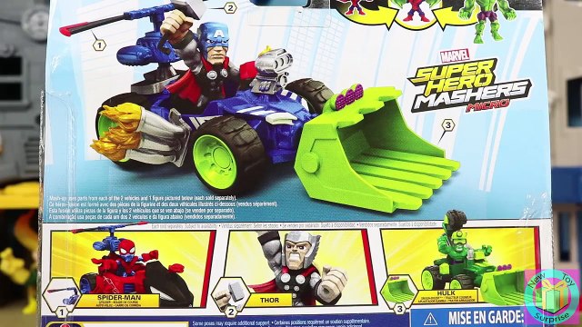 Marvel Super Hero Mashers Micro Captain America Racer Mashable Vehicle Vs. Loki & Thor!