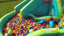 The Biggest Giant Inflatable Water Slide Little Tikes WaterPark & Huge Egg Surprise Bubbles Fun