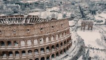 Take a drone tour over Rome covered in rare snow