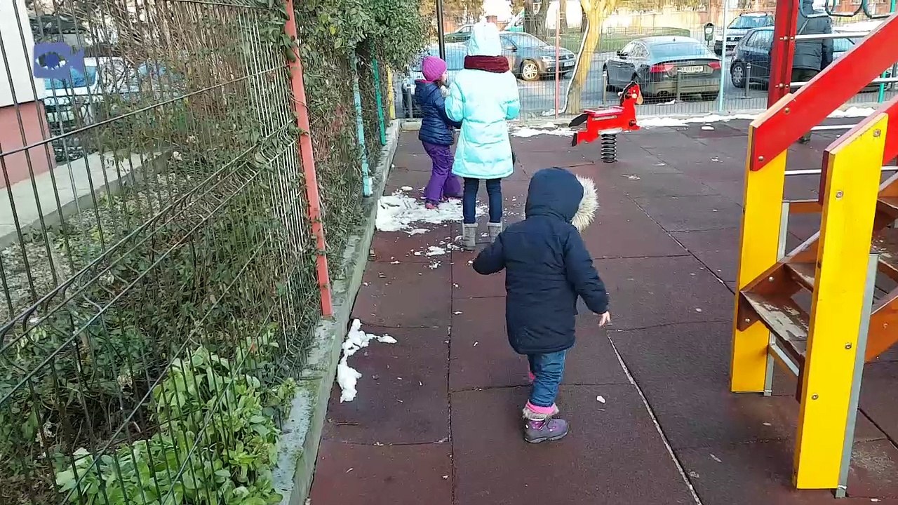 Snow Day With Baby Mizneh in Outdoor playground