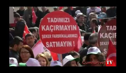 Turhal'da şeker fabrikasının özelleştirilmesine protesto