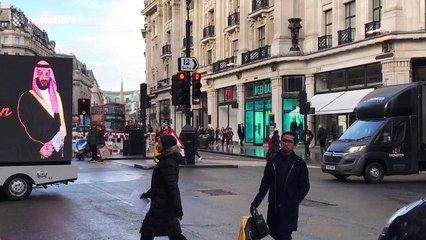 Poster vans welcoming Saudi crown prince spotted in London