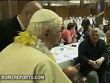 Pope Benedict XVI hosted a Christmas dinner for homeless in the Vatican