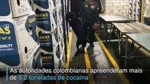 Colômbia apreende 5,2 toneladas de cocaína