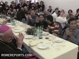 Pope Benedict XVI shares a meal with the poor, days after attack