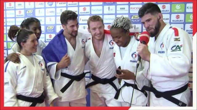 Réactions et podium - ChM 2017 de judo par équipes mixtes