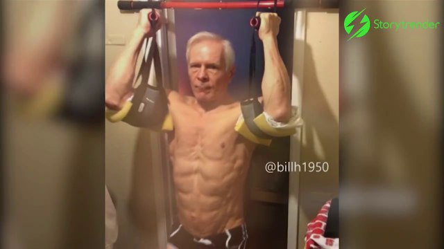 Ce papy est encore en grande forme... Abdos apparents!