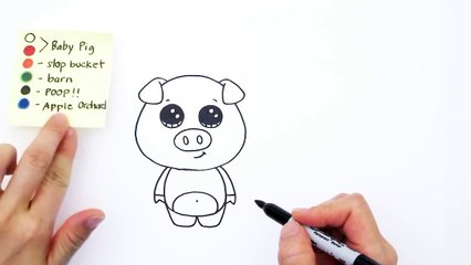 How to Draw a Cartoon Pig Cute and Easy step by step