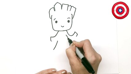 How to Draw Baby Groot Step by Step - I am Groot! GOTG
