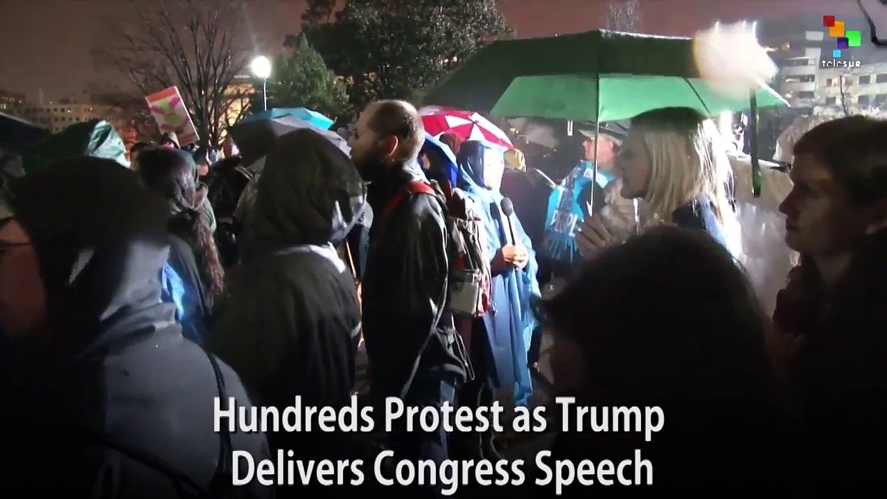 Hundreds Protest as Trump Delivers Congress Speech