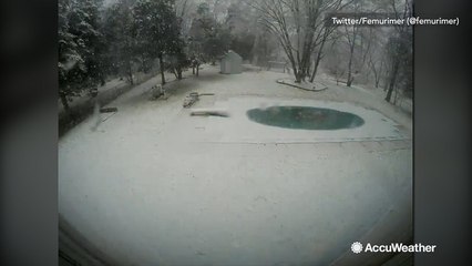 Timelapse shows how fast nor'easter buries New Jersey yard in snow