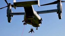 US Marines Fast-Roping Out Of V-22 Osprey