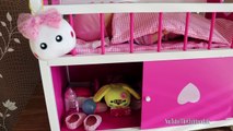 Baby Annabells Dimples Cot Bed with Storage and Doors! Little girl sends 8 Baby Dolls Go to Bed!