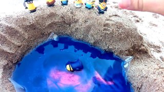 SHARK Toy And MINIONS-Pool Sand Kids Fun Play-Attack SHARK and Escape-Kids Z Fun