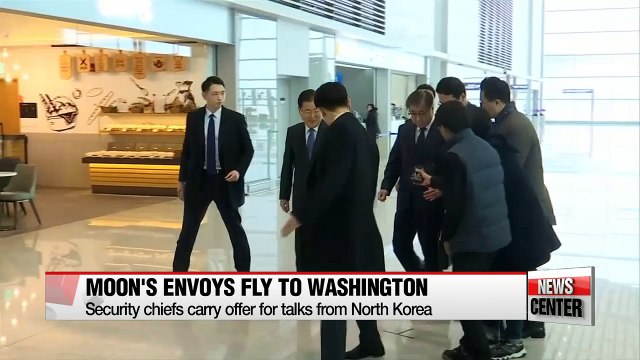 S. Korean president's chief envoys leave for U.S. carrying plus alpha offer for talks from N. Korea's Kim Jong-un
