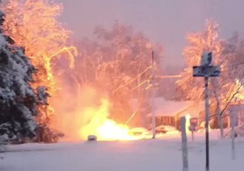 Nor'Easter Storm Sparks Power Line Fires in Bridgewater, New Jersey