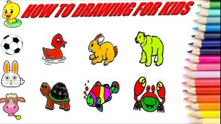 how-to-draw-turtle-rabbit-duck-bear-fish-crab-animal-coloring-pages-for-kids-children