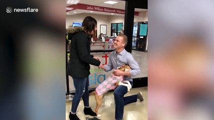 Heartwarming moment when a man proposes at the puppy pound