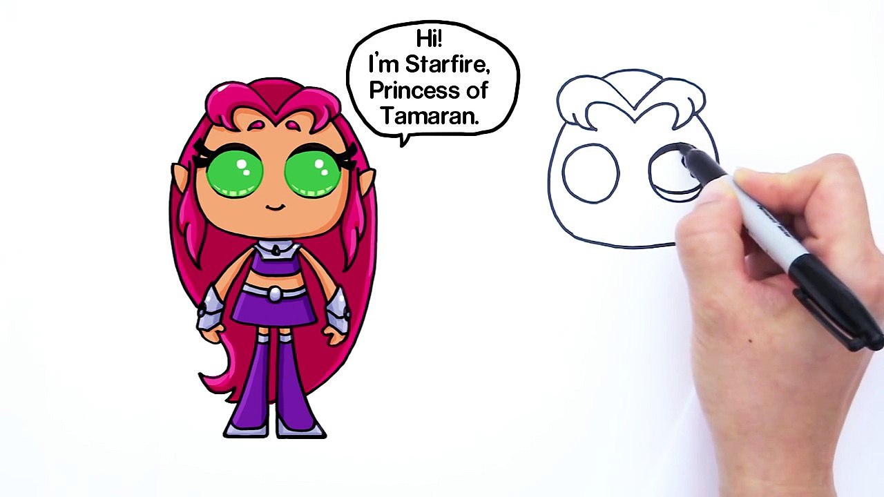 How to Draw Starfire from Teen Titans Go Cute Step by step - video