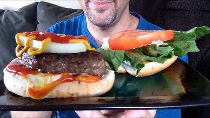 ASMR MUKBANG Eating The Works Burger (Messy) (No Talking)