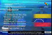 Venezuela congratulates Sanchez Ceren, new President of El Salvador