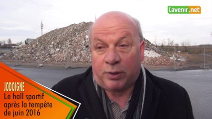 Le hall sportif de Jodoigne après la tempête de juin 2016