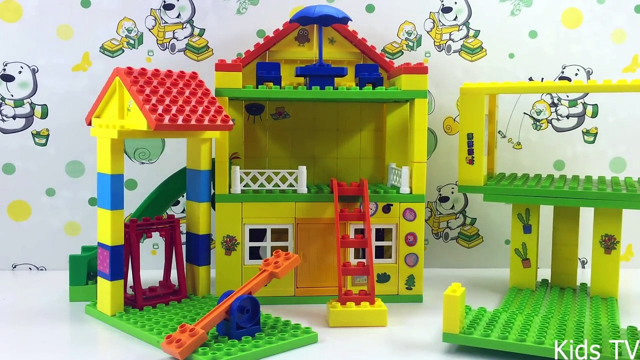 peppa pig lego house construction sets with water slide